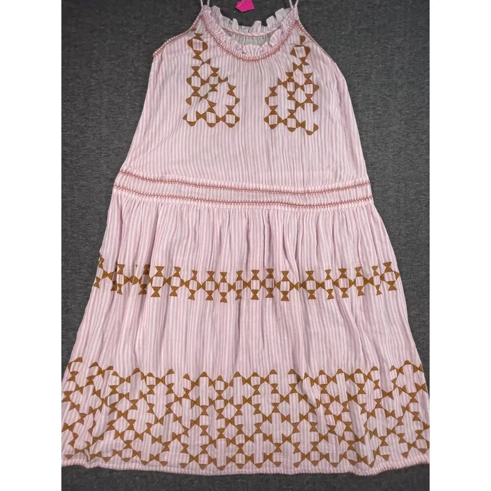 Uncle Frank Candy Stripe Dress Designer Archive Sample Pink Cotton Boho Midi - Picture 3 of 12